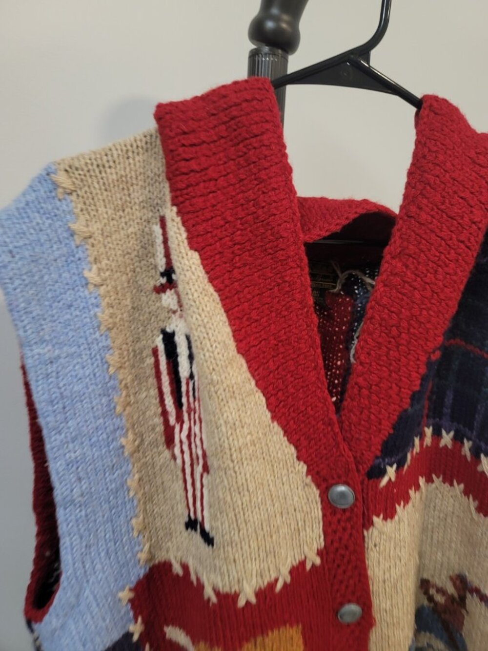 Vintage Rare 1992 Eddie Bauer XL Knit Vest Sweater - Original & Special Multicol - Picture 2 of 7